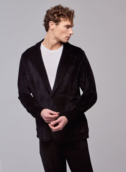 Veste Noire Veste Manches Longues en Coton Organique / Modal / Elasthanne - MAJESTIC FILATURES