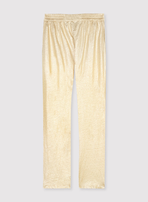 Gold Linen / Elastane Pants - MAJESTIC FILATURES