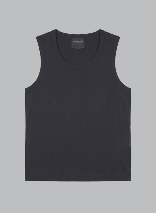 Black Round-Neck Tank Top in Cotton / Elastane - MAJESTIC FILATURES