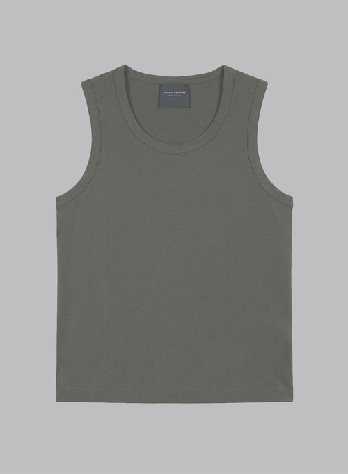 Camiseta sin mangas color Jungla con cuello redondo de algodón / elastano - MAJESTIC FILATURES