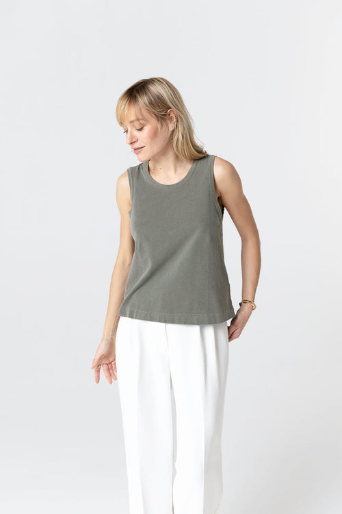 Débardeur Jungle Col Rond Sans Manches en Coton / Elasthanne - MAJESTIC FILATURES