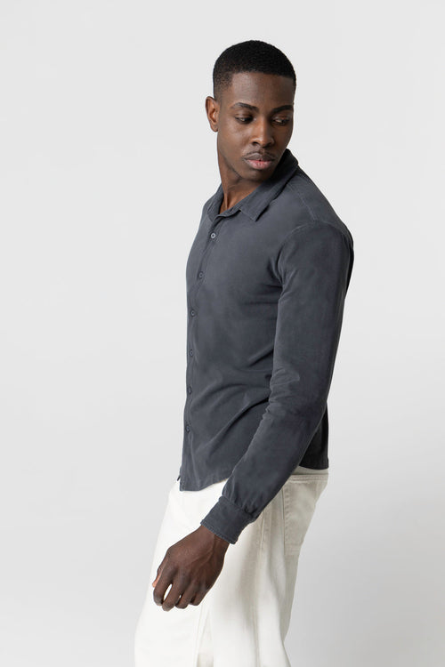 Chemise Noire Manches Longues en Coton organique / Elasthanne - MAJESTIC FILATURES