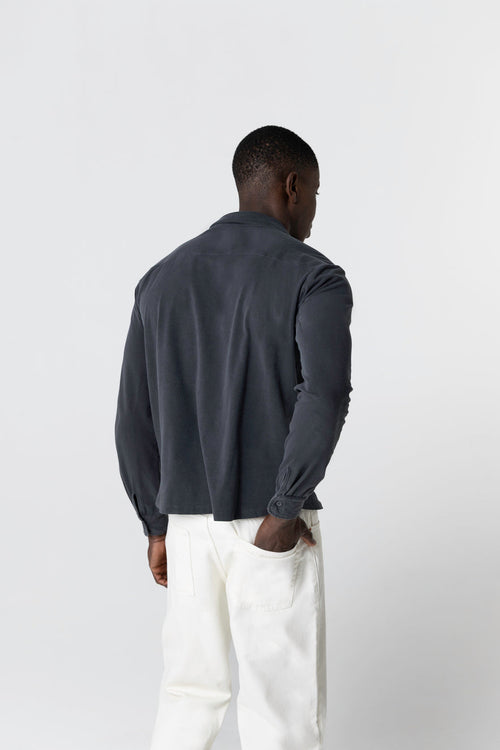 Chemise Noire Manches Longues en Coton organique / Elasthanne - MAJESTIC FILATURES