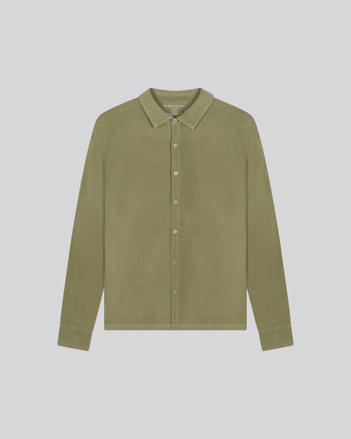 Green Shirt Long-sleeved shirt in organic cotton / elastane - MAJESTIC FILATURES