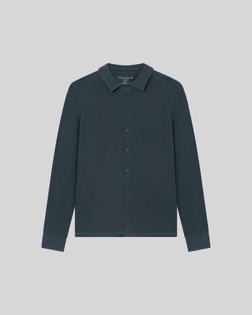 Camisa Camisa Gris Manga Larga en Algodón Orgánico / Elastano - MAJESTIC FILATURES