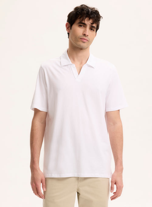 Polo Blanc Col Polo Manches Courtes - MAJESTIC FILATURES