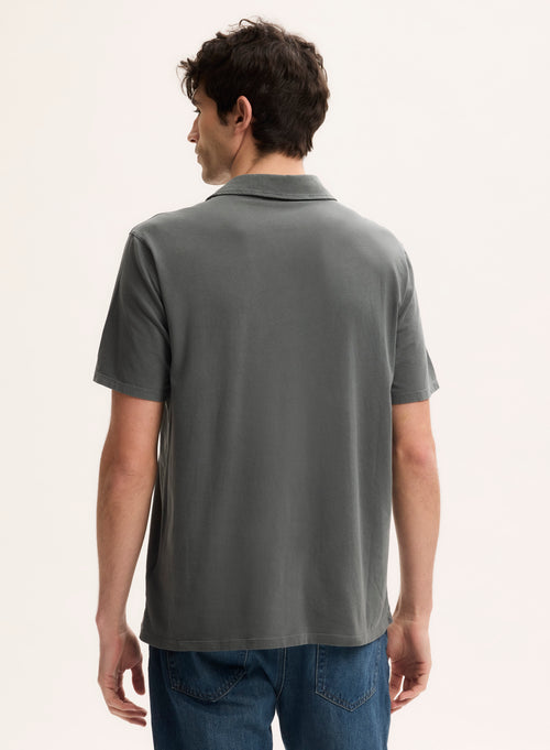 Polo Gris Col Polo Manches Courtes - MAJESTIC FILATURES