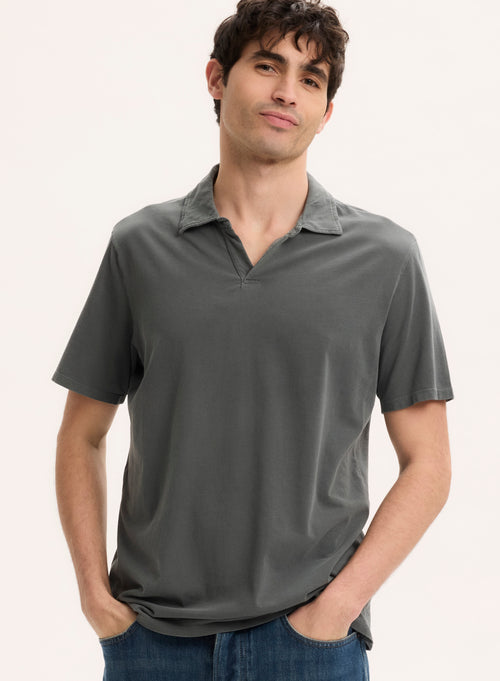 Polo Gris Col Polo Manches Courtes - MAJESTIC FILATURES