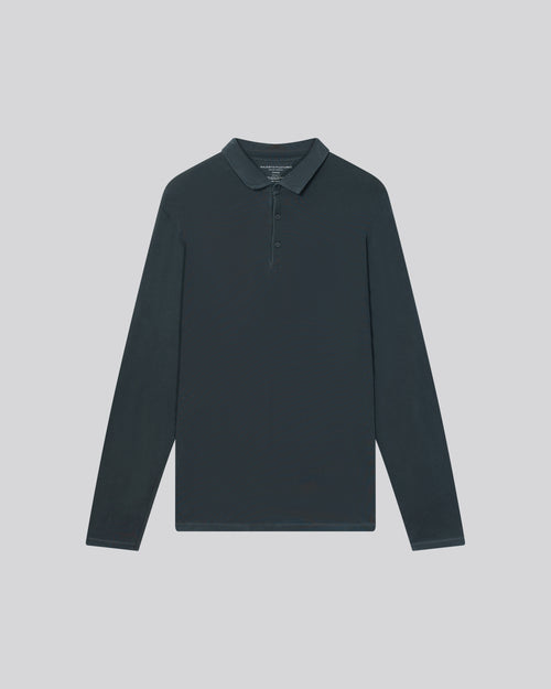 Polo Gris Polo Manches Longues en Coton / Elasthanne - MAJESTIC FILATURES