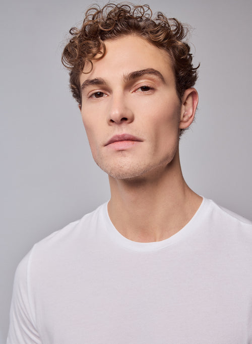 T-Shirt mit Rundhalsausschnitt und kurzen Ärmeln aus Baumwolle / Elasthan - MAJESTIC FILATURES