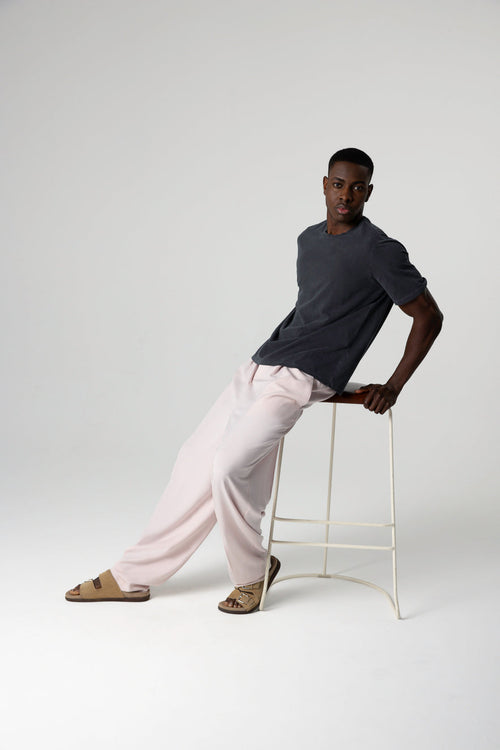 T-Shirt mit Rundhalsausschnitt und kurzen Ärmeln aus Bio-Baumwolle / Elasthan in Schwarz - MAJESTIC FILATURES