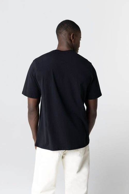 T-shirt Noir Col Rond Manches Courtes en Coton organique / Elasthanne - MAJESTIC FILATURES