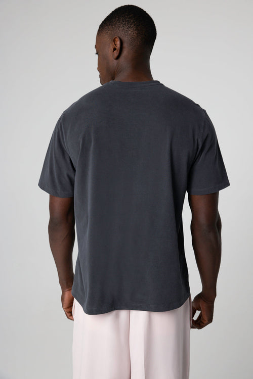 T-shirt Noir Col Rond Manches Courtes en Coton organique / Elasthanne - MAJESTIC FILATURES