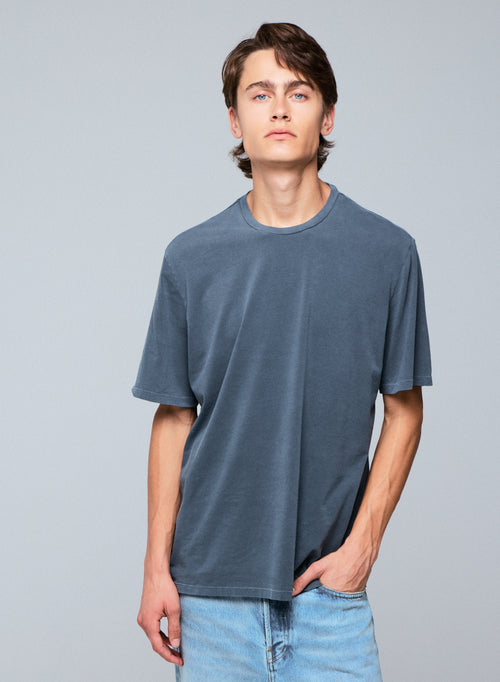 T-shirt Gris Col Rond Manches Courtes en Coton organique / Elasthanne - MAJESTIC FILATURES