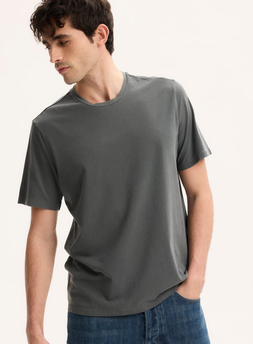 Tee shirt Gris Col Rond Manches Courtes - MAJESTIC FILATURES