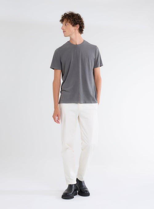 Gray Harold T-shirt round neck short sleeves in organic cotton and elastane - MAJESTIC FILATURES