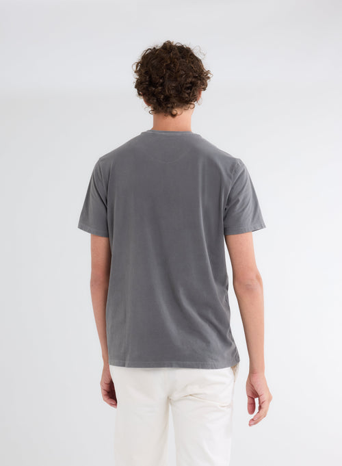 Gray Harold T-shirt round neck short sleeves in organic cotton and elastane - MAJESTIC FILATURES