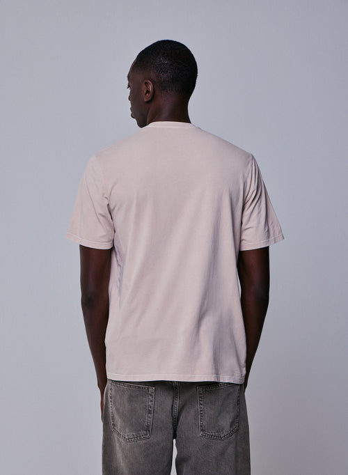 Beige Round Neck Short Sleeve T-shirt in Organic Cotton / Elastane - MAJESTIC FILATURES