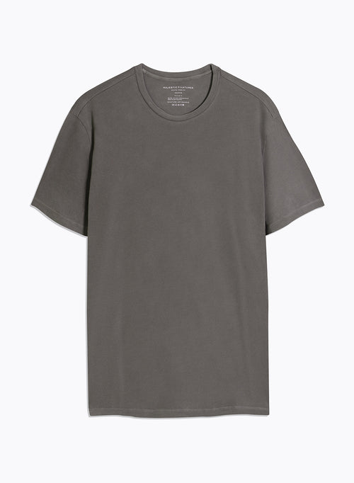 Gray Harold T-shirt round neck short sleeves in organic cotton and elastane - MAJESTIC FILATURES