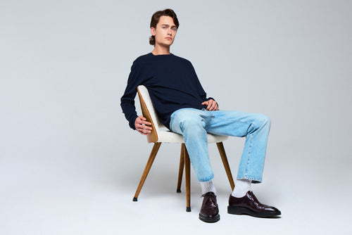 "Camiseta Henry cuello redondo manga larga de Algodón / Elastano" - MAJESTIC FILATURES