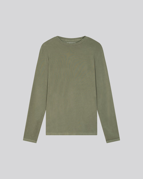 Green Round Neck Long Sleeve T-shirt in Organic Cotton / Elastane - MAJESTIC FILATURES