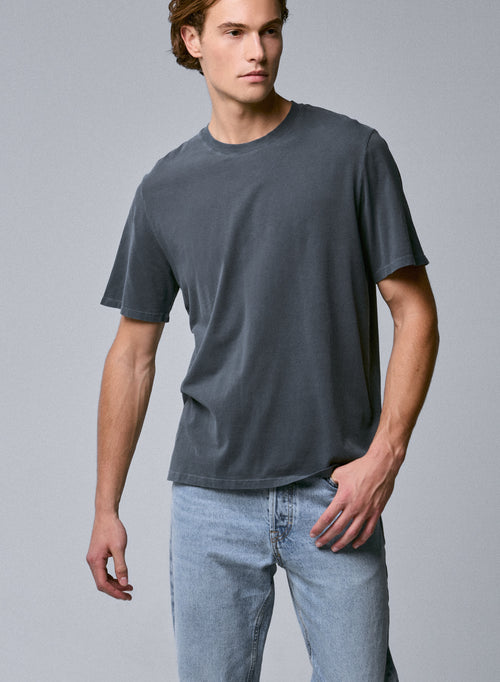 T-shirt Gris Col Rond Manches Courtes en Coton organique / Elasthanne - MAJESTIC FILATURES