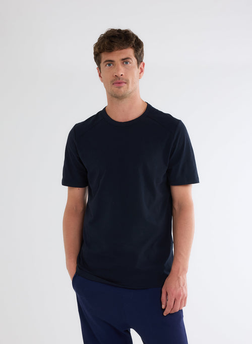 Henry Grey Round Neck Long Sleeve T-shirt in Organic Cotton and Elastane - MAJESTIC FILATURES