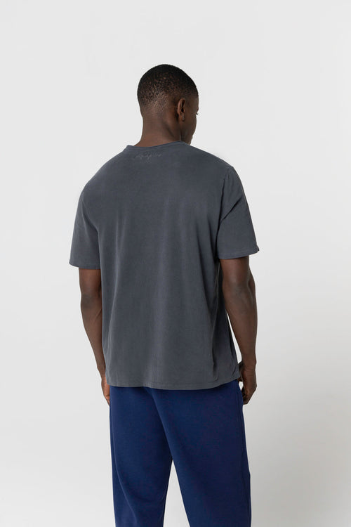 Camiseta negra de cuello redondo y manga corta de algodón orgánico / elastano - MAJESTIC FILATURES