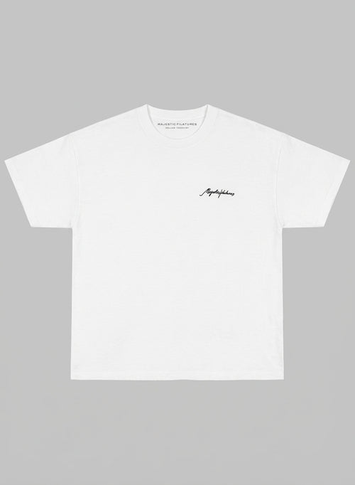 Camiseta blanca de cuello redondo y manga corta de algodón orgánico / algodón reciclado - MAJESTIC FILATURES