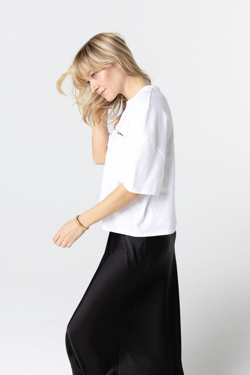 Camiseta blanca de cuello redondo y manga corta de algodón orgánico / algodón reciclado - MAJESTIC FILATURES