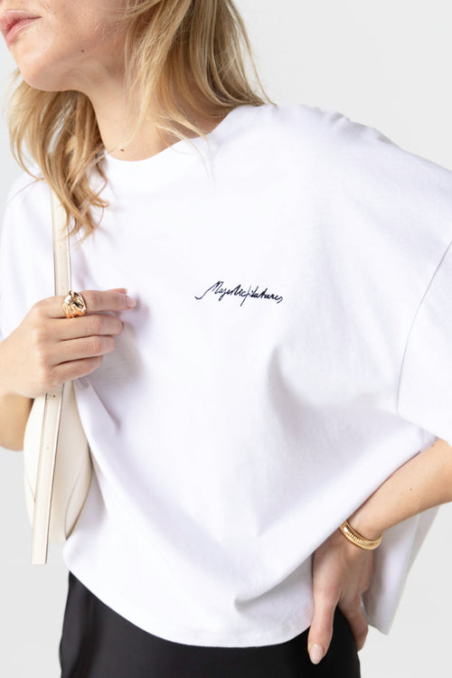 Camiseta blanca de cuello redondo y manga corta de algodón orgánico / algodón reciclado - MAJESTIC FILATURES