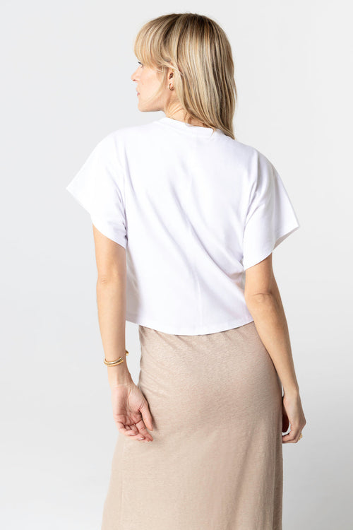 T-Shirt mit Rundhalsausschnitt und kurzen Ärmeln aus Bio-Baumwolle / recycelter Baumwolle in Weiß - MAJESTIC FILATURES