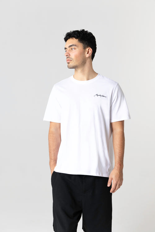 White Round Neck Short Sleeve T-shirt in Organic Cotton / Recycled Cotton - MAJESTIC FILATURES