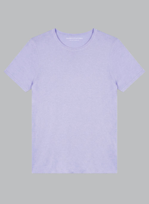 Kurzärmeliges Rundhals-T-Shirt aus Kaschmir in Hellviolett  - MAJESTIC FILATURES