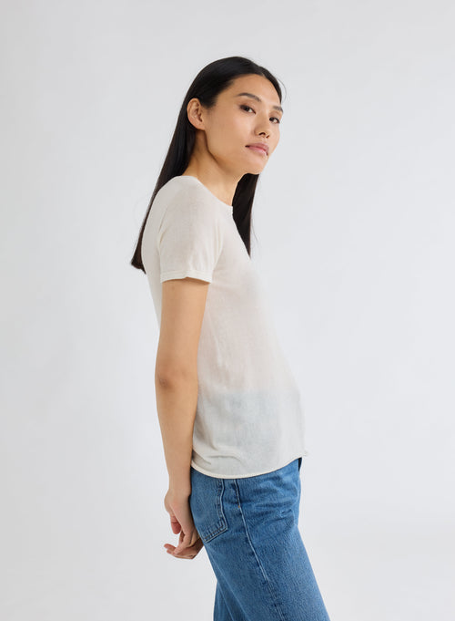 "Round Neck Short Sleeve T-shirt Cashmere" - MAJESTIC FILATURES