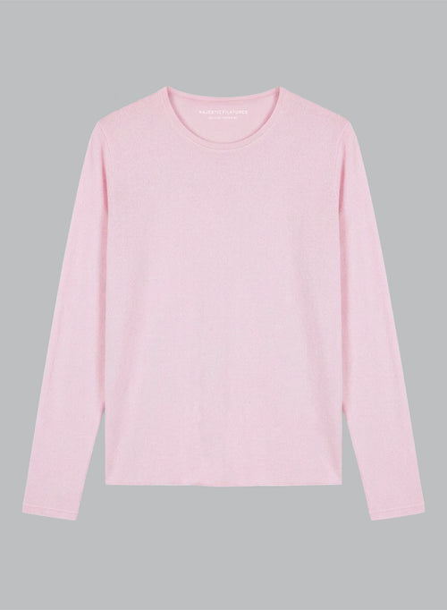 Langärmliges Rundhals-T-Shirt aus Kaschmir in Blossom  - MAJESTIC FILATURES