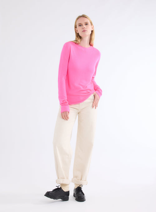 Cashmere round neck t-shirt - MAJESTIC FILATURES