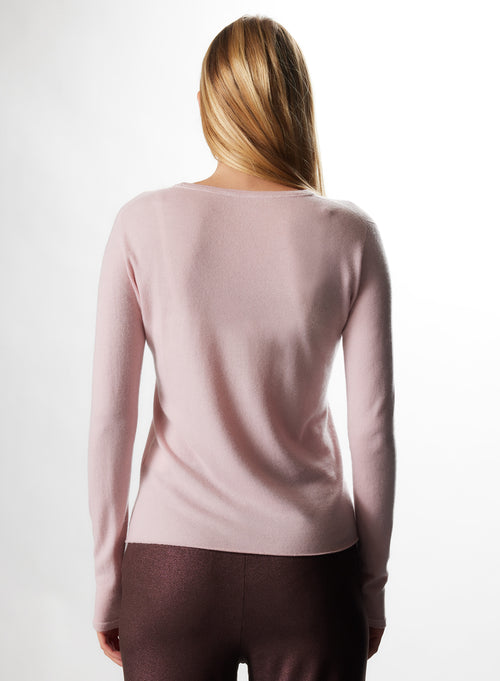 Purple Cashmere Long Sleeve Round Neck TShirt WOMEN|Majestic Filatures - MAJESTIC FILATURES