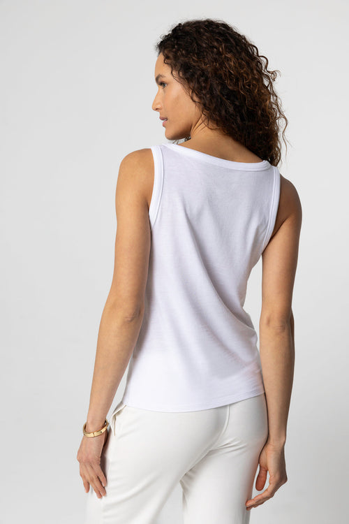 Débardeur Blanc Col U Sans Manches en Lyocel, Tencel / Coton Organique - MAJESTIC FILATURES