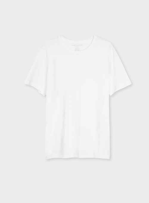 Tee shirt Blanc Col Rond Manches Courtes en Lyocell / Tencel / Coton - MAJESTIC FILATURES