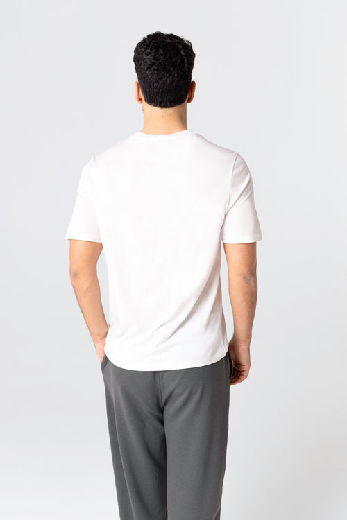 T-shirt Blanc Col Rond Manches Courtes en Lyocel, Tencel / Coton Organique - MAJESTIC FILATURES