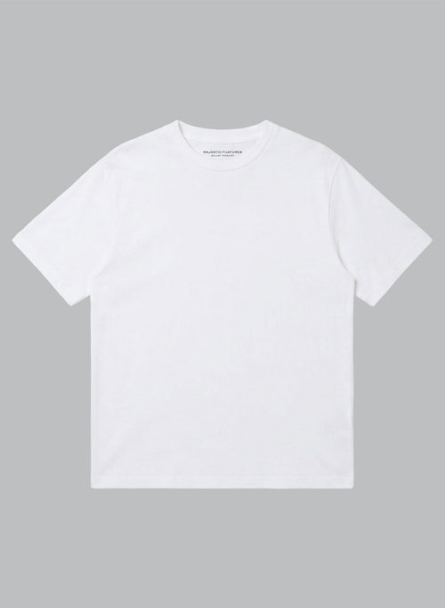 Rundhals T-Shirt mit kurzen Ärmeln aus Lyocel, Tencel / Bio-Baumwolle in Weiß - MAJESTIC FILATURES