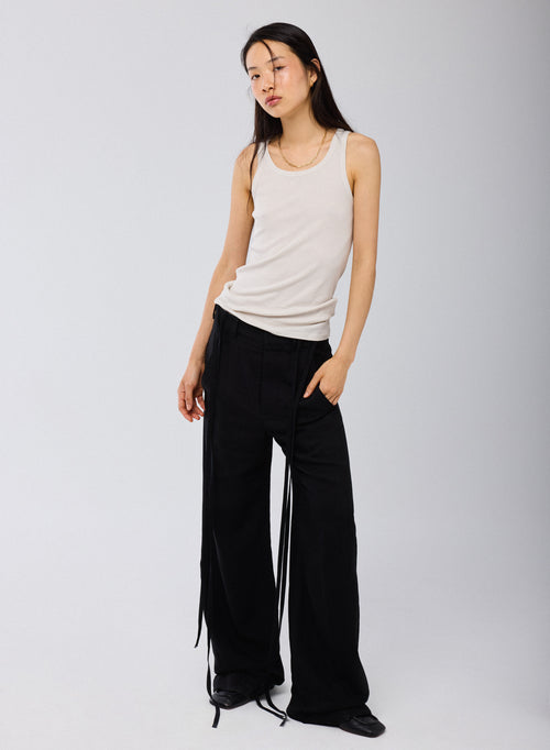 Top Gris Cuello Redondo Sin Mangas en Lyocell / Tencel / Algodón - MAJESTIC FILATURES