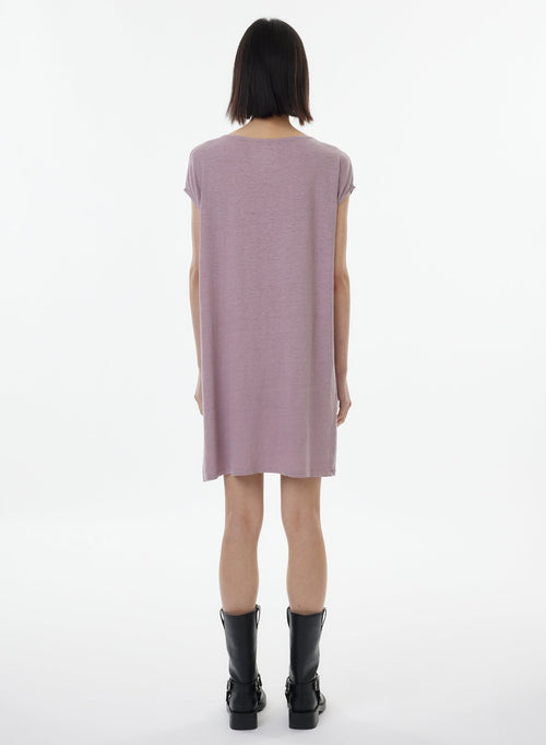 Robe Violette Sans Manches Col Bateau - MAJESTIC FILATURES