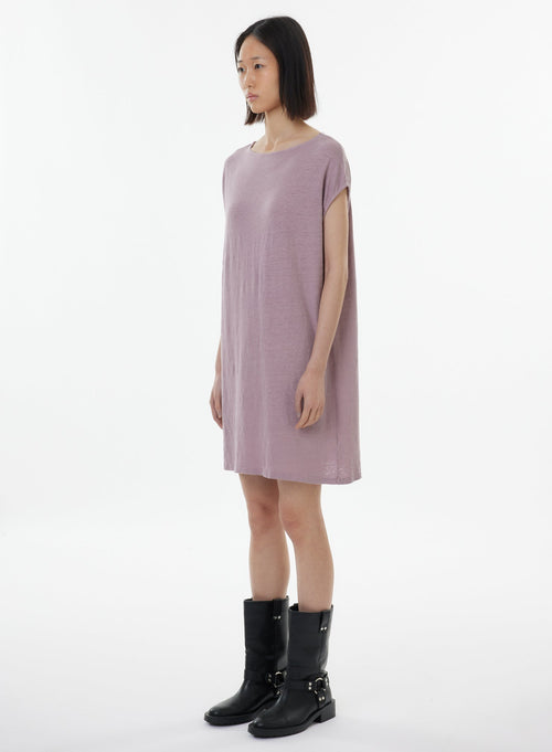 Robe Violette Sans Manches Col Bateau - MAJESTIC FILATURES