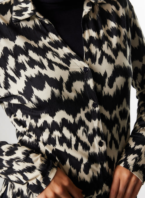 Long Sleeve Navy Shirt in Viscose / Elastane - MAJESTIC FILATURES