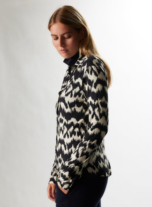 Long Sleeve Navy Shirt in Viscose / Elastane - MAJESTIC FILATURES