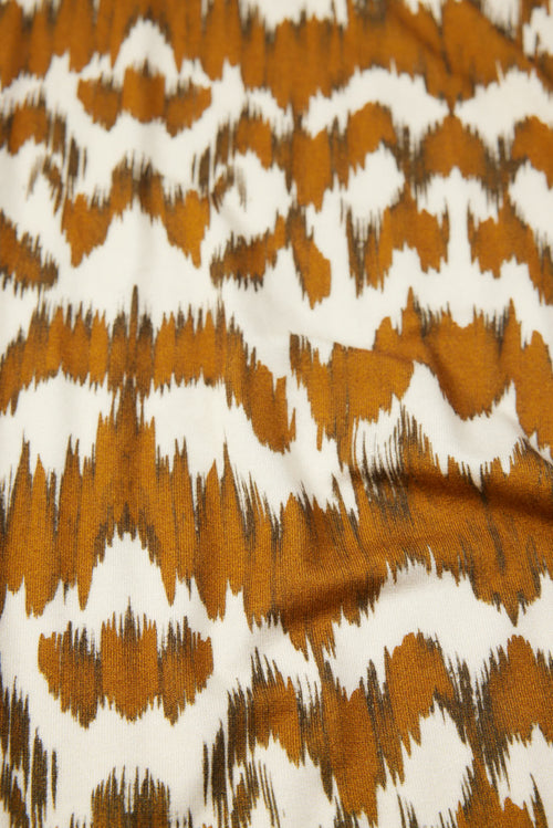Vestido Camel con Cuello Cruzado de Manga Larga en Viscosa / Elastano - MAJESTIC FILATURES