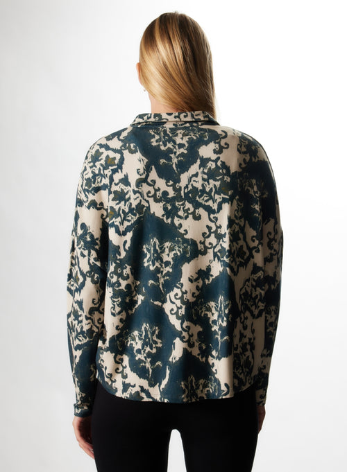 Camel Round Neck Long Sleeve Cotton/Cashmere T-shirt - MAJESTIC FILATURES