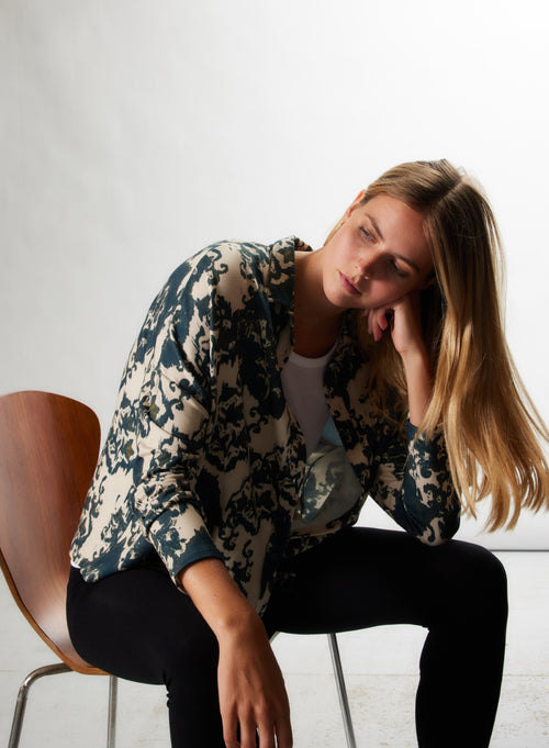 Camel Round Neck Long Sleeve Cotton/Cashmere T-shirt - MAJESTIC FILATURES